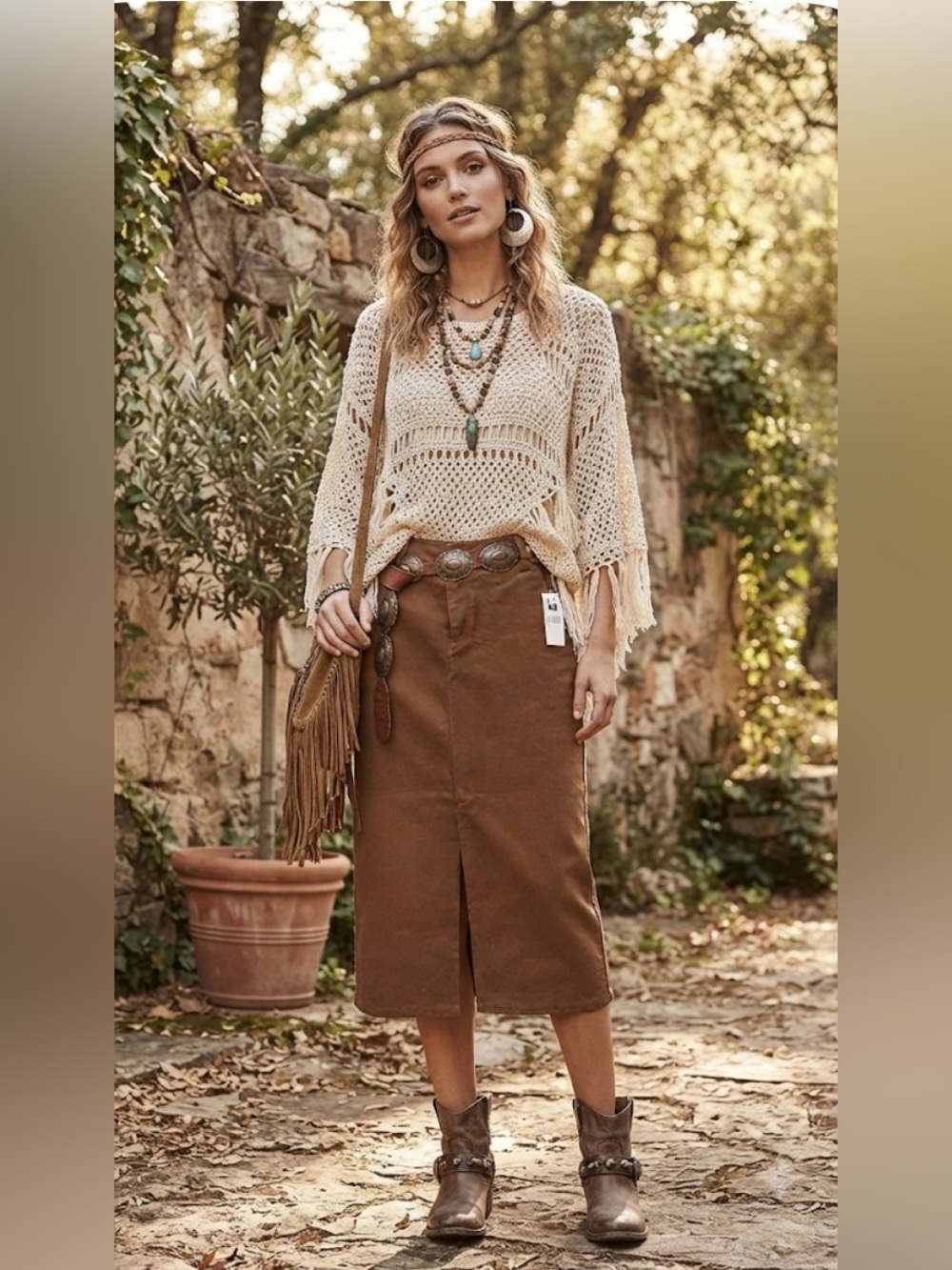 GAP Hutton brown maxi skirt size 01 - Picture 3 of 9